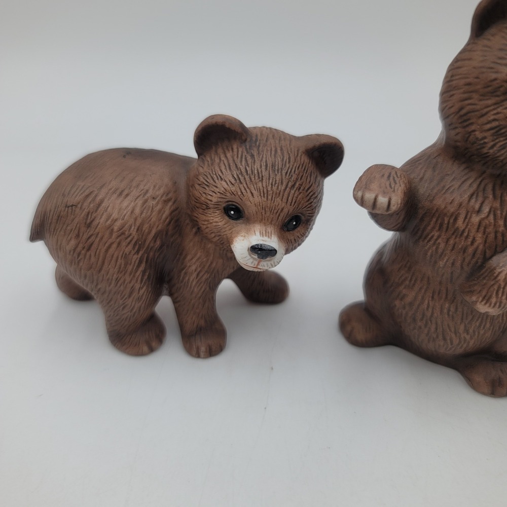 Vintage H&G Brown Bear Cub Figurines Set of 3 Ceramic Woodland Decor 1414 - Picture 2 of 5